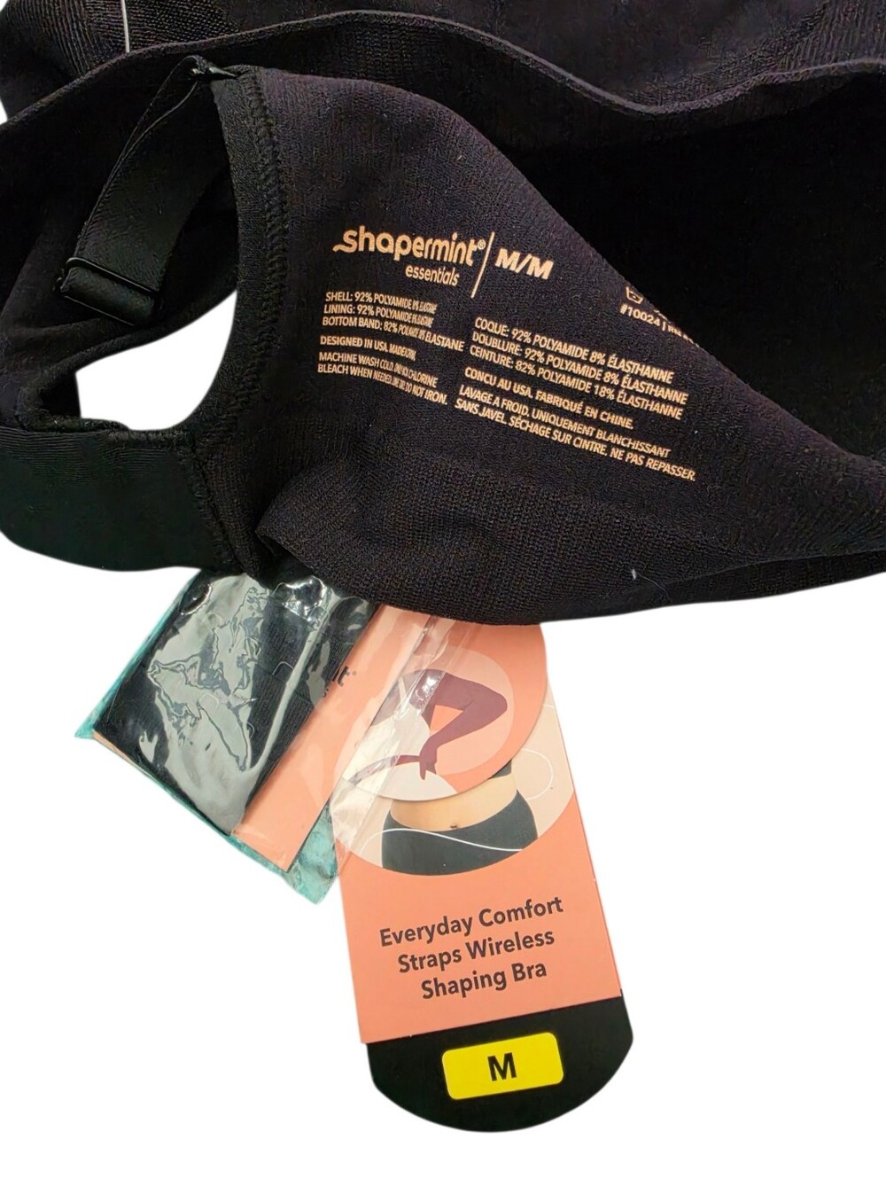 NWT Shapermint Black Everyday Comfort Straps Wireless Shaping Bra Size M - Picture 3 of 3
